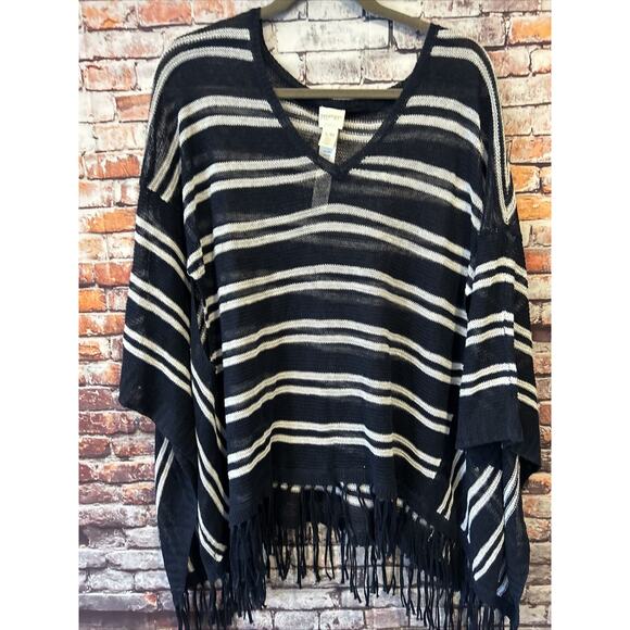 Zenergy by Chico’s Blue White open knit shawl linen women’s size s/m - Picture 1 of 6